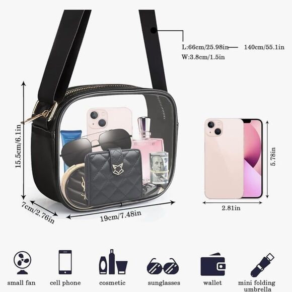 KETIEE Clear Crossbody Bag, Stadium Approved Clear Purse Bag for Concerts Sports - Picture 5 of 8